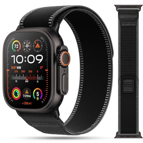 Image of MRAIN-H Nylon Leather Design Compatible with Apple Watch Bands for Men Women Ultra 3 2 1 Series 11 10 9 8 7 6 5 4 SE 3 2, Soft Stretchy Sport Band for iWatch 49mm 46mm 45mm 44mm
