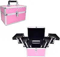 Maleta Para Maquiagem Porta Joias Bijuterias e Acessórios (ROSA FOSCO)