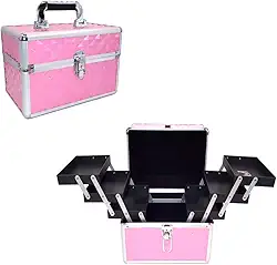 Maleta Para Maquiagem Porta Joias Bijuterias e Acessórios (ROSA FOSCO)