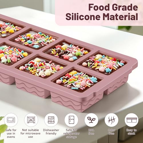Image of Aopigavi 2-Pack Ice Cube Trays, 10 Cubes 2 Tbsp. Silicone Freezer Molds with Lids, Reusable Ice Trays for Freezer, Kitchen, RV, Cocktail, Whiskey, Coffee, Soup & Food, BPA Free, Dishwasher Safety
