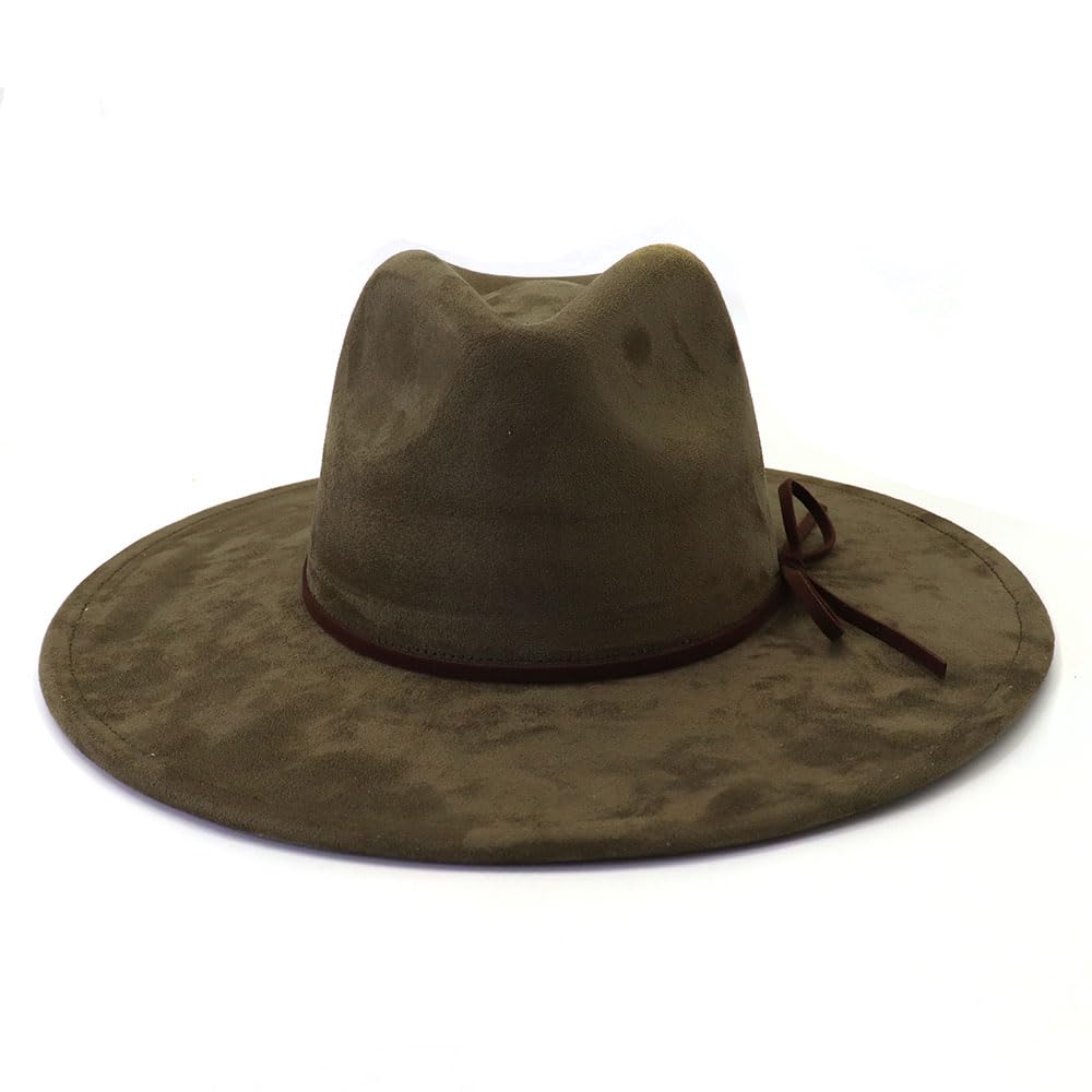 Fedora Hats for Women Man with Big Wide Brim Classic Suede Panama Hat Western Outdoor hat