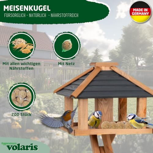 Eggersmann volaris Meisenknödel mit Netz 200 Stück [MEISENkugeln] 18 kg – Vogelfutter für Wildvögel – Nährstoffreiche Vogelknödel für alle Gartenvögel – Meisenknödel im Netz ganzjährig & energiereich