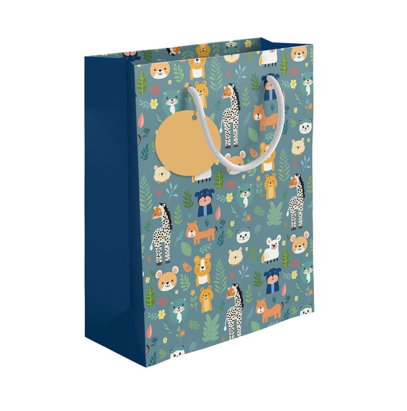 PaperPep Green Cute Cartoon Animal Pattern Print 9"X7"X4" Gift Paper Bag Pack of 6 | Gift Bags For Return Gifts, Presents, Weddings, Birthday, Holiday Presents, Celebrations (B0DFMHDYPT) Amazon Price History, Amazon Price Tracker