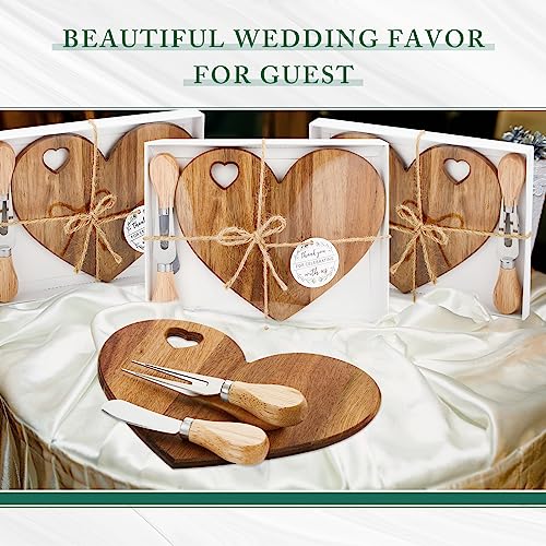 Patelai 36 Set Bridal Baby Shower Favor Heart Cheese Board with Knife, Wood Mini Charcuterie Board Thank You Gift Box for Guest Bridal Baby Shower Prize Wedding Valentines Birthday (Acacia Color) by Patelai - Image 7