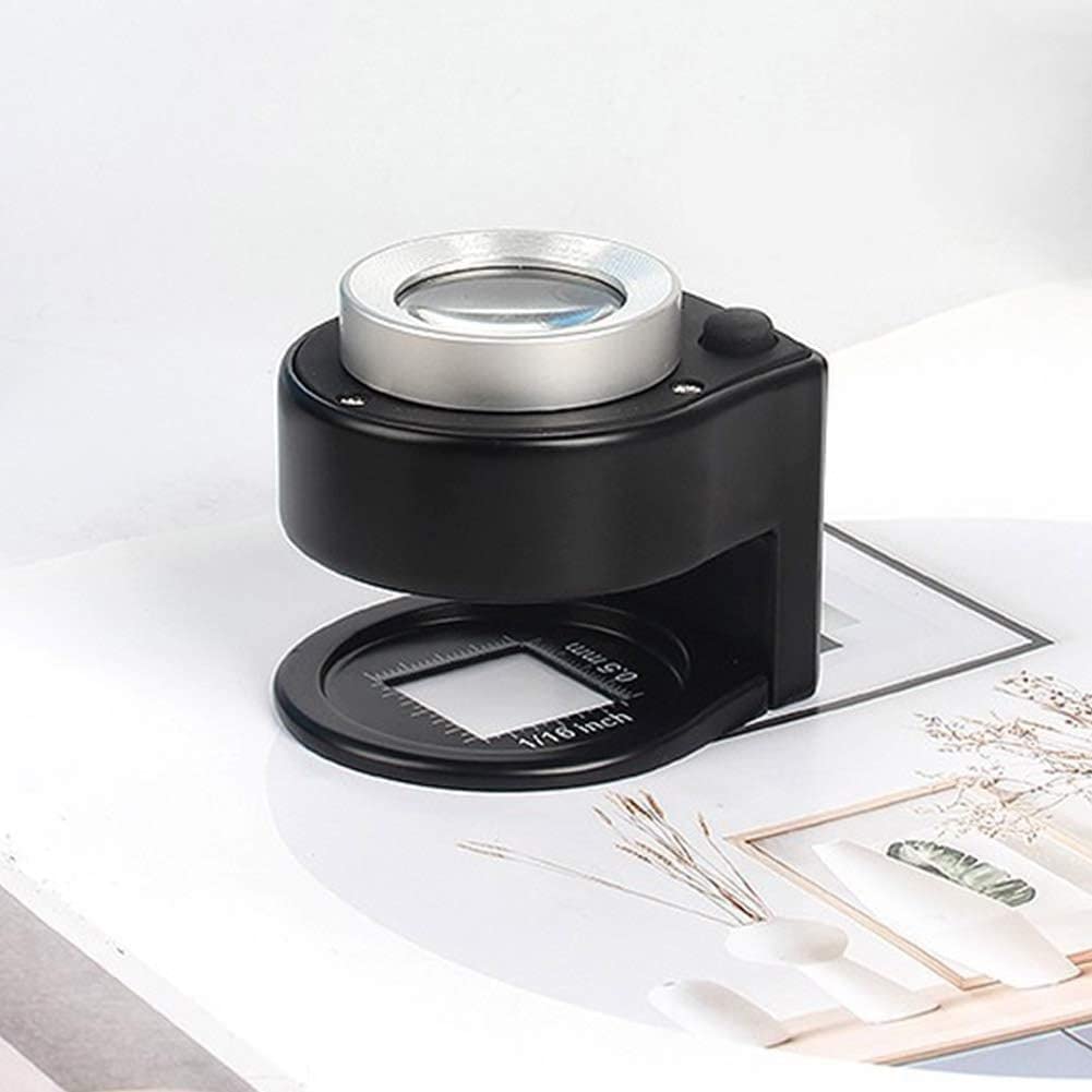 Lupas Lupa de Bolsillo LED 30X Lupa de Costura para joyeros con Escala para Textiles Joyería Antigüedades Sellos Observación Inspección Matrimonio