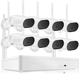 Wireless Security Camera Outdoor 8CH 3MP Security Camera System HD Horizontally Rotatable Wifi Camera Sound Record Night Vision Outdoor Surveillance System with Color Night Vision, Ultra HD WiFi CCTV