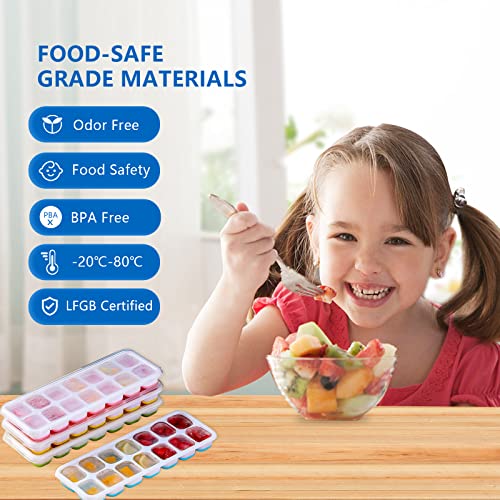 Image of MARKWELL Ice Cube Tray, 2 Pack, 28 Ice Cubes, Easy Release Silicone, Ice Cube Tray, BPA Free and LFGB Certified, Stackable, for Freezer, Baby Porridge, Whisky