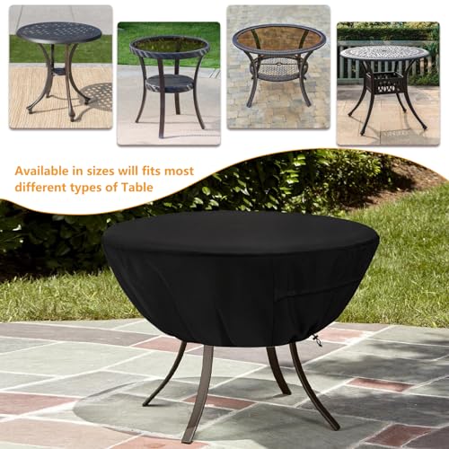 Aacabo Round Patio Table Cover,Suitable for 30 Inch Diameter Patio Round Table,Waterproof Heavy Duty Round Outdoor Coffee Table Cover - Thumbnail 4