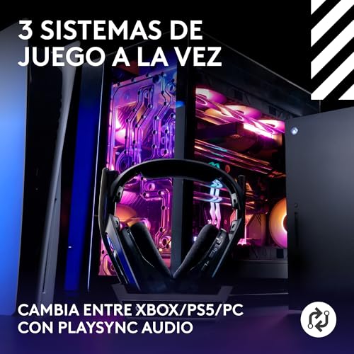 Logitech G Astro A50 Lightspeed Auriculares inalámbricos de Gaming + Base | (5.ª gen), PRO-G GRAPHENE, cambio entre 3 sistemas, USB-C, Xbox, PS5, PC, Nintendo Switch, Switch 2, Bluetooth – Negro 3