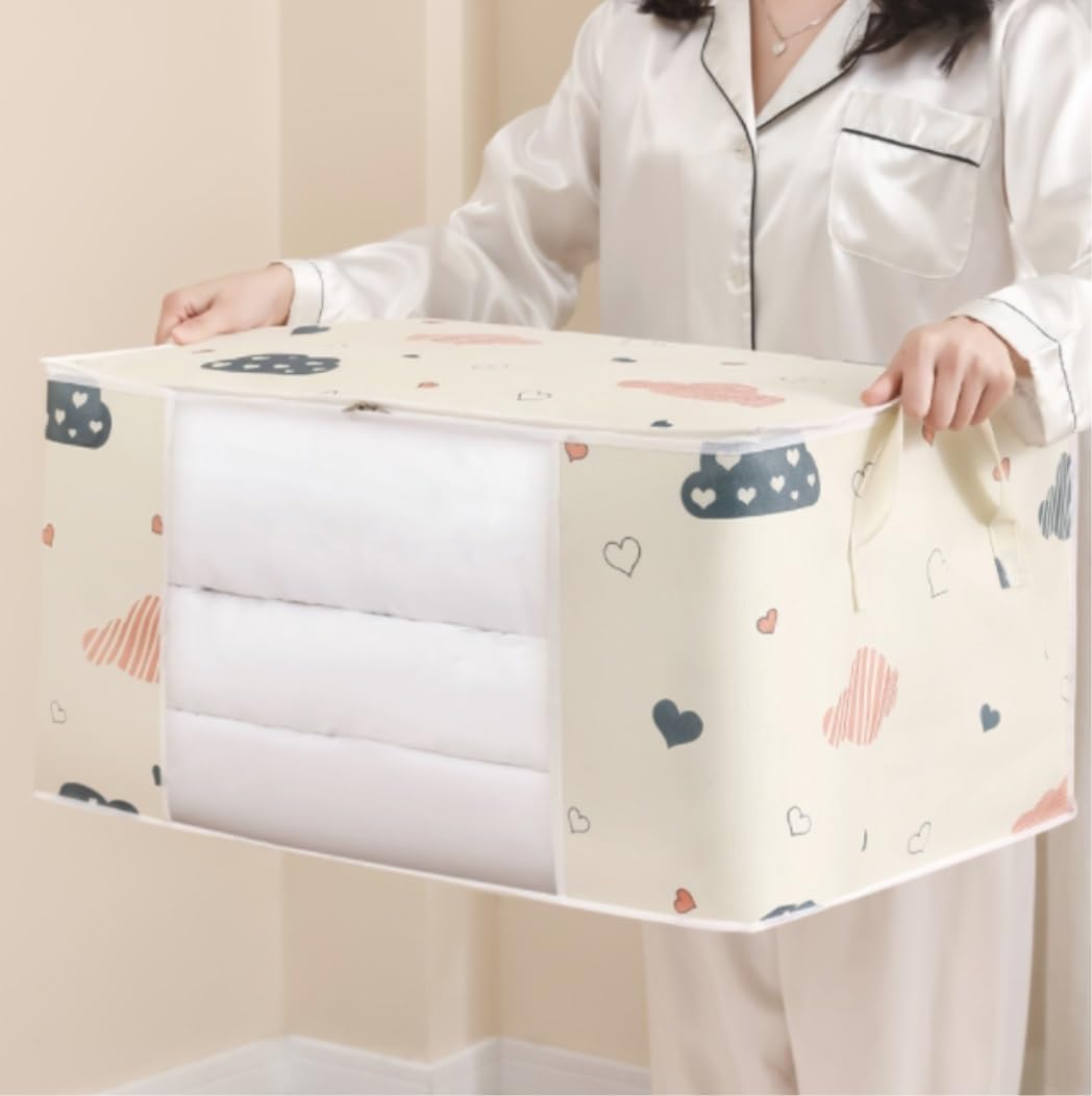 Bolsas Almacenaje Ropa Bolsas De Almacenamiento para Armario King Comforter Ropa Manta Organizadores Tela Pesada Ahorro De Espacio Organizador Armario para Edredones(A,60 * 40 * 30cm)