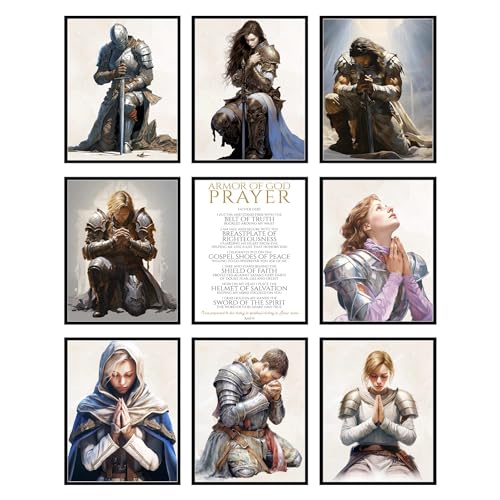 Art mural chrétien Armor of God | Lot de 9 affiches sans cadre 20x25 cm
