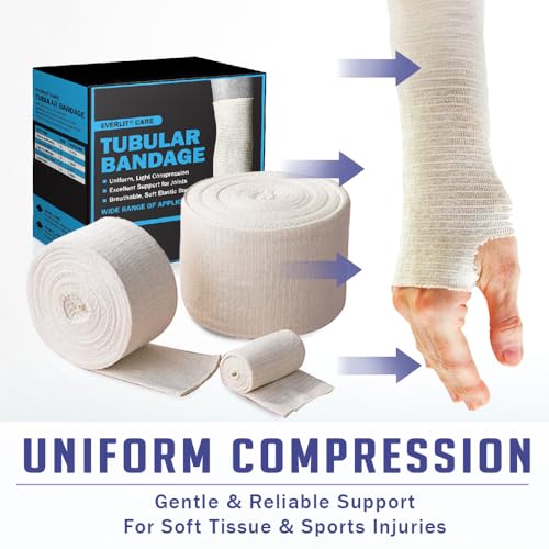 Image of EVERLIT Elasticated Tubular Support Bandage | Stockinette Tubing for Large Arm, Knees, Legs | Light to Moderate Compression Bandage Roll For Tissue Support (Size C | 2.75 inch x 11 yd)