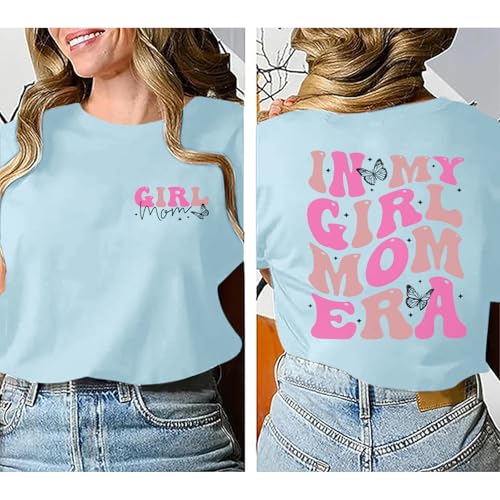 Image of Mama Shirts for Women in My Girl Mom Era Shirt Funny Letter Printed Graphic Tees Casual Tops