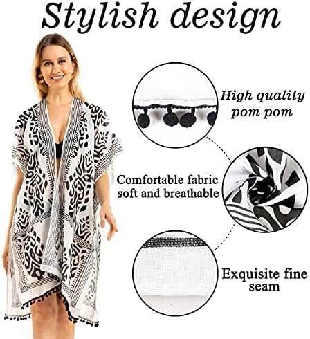NC Women's Chiffon Print Plus Size Kimono Cardigans Swimsuit, Multi