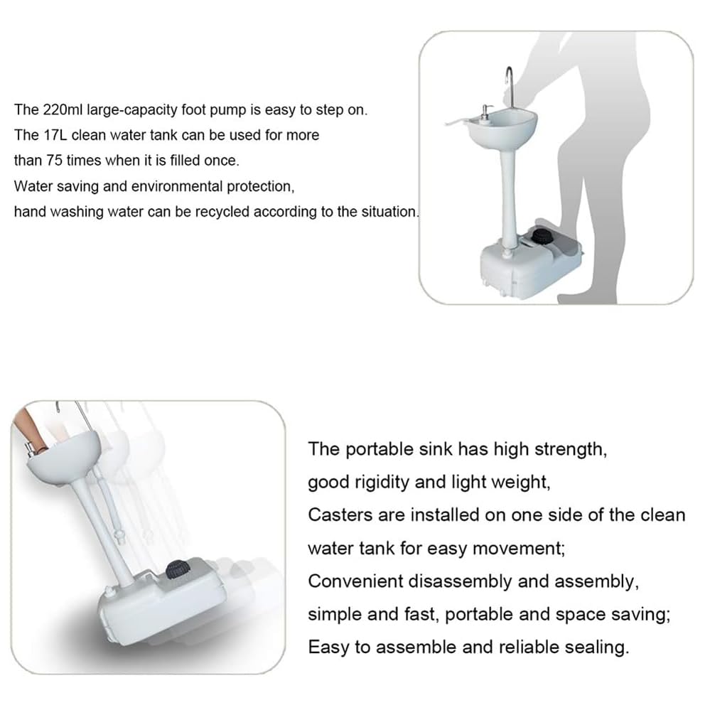 Tragbares Waschbecken und WC-Kombination für Camping, Outdoor, Indoor, Wohnmobil und Boot – Handwaschstation mit Spül-WC, Handtuchhalter und Seifenspender