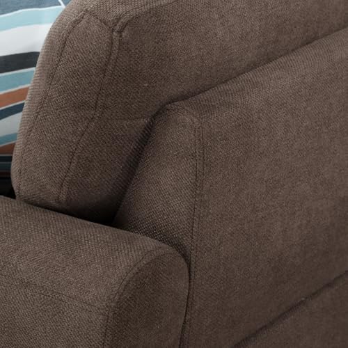 Image of L-Shaped 3-Piece Breathable Fabric Sofa with Ottoman, Sectional Couch Set for Living Room, Office, Apartment, with Cup Holder, Brown