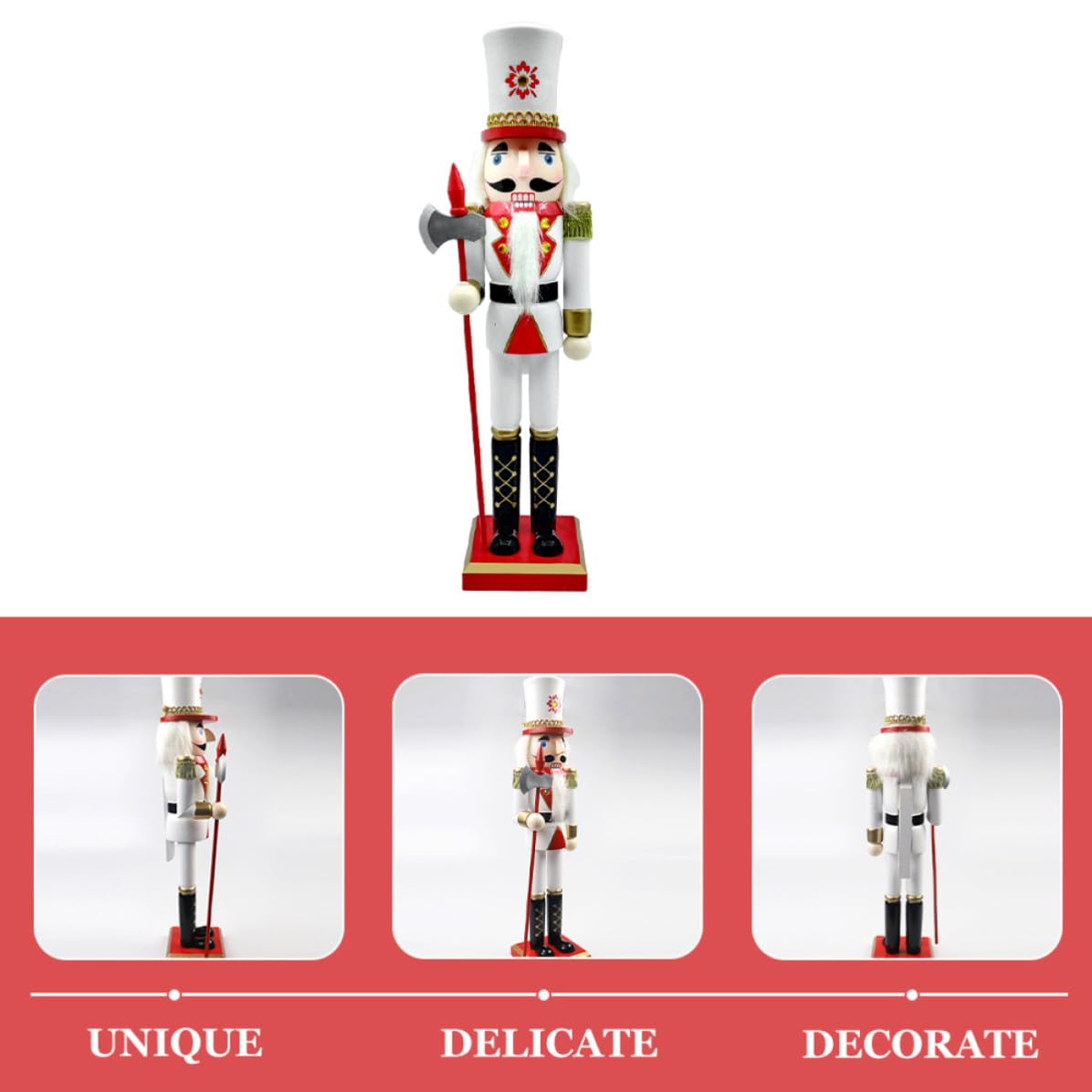 Didiseaon Cascanueces de Madera Navideño, Adorno de Mesa Blanco Creativo