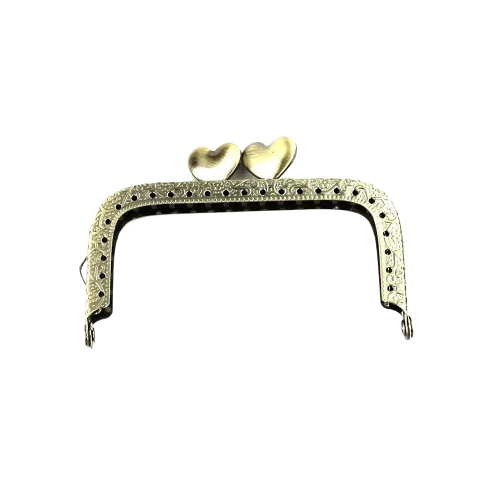 PVUVTNAHW 10Pcs/Lot 8.5CM Bronze/Silver Square Embossing Metal Purse Frame Love Heart Kiss Clasp Handle For Bag Accessory(Antique bronze)
