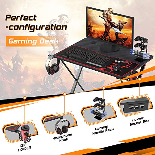 DESIGNA 31\'\' Gaming Desk, X-Shape Computer Desk with Free Mouse pad, Cup Holder& Headphone Hook & Controller Stand, Gamer Workstation for Home Office, Black - Thumbnail 5