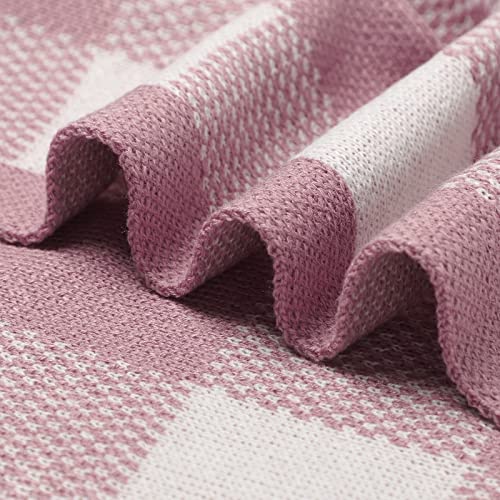 Lawkul Crochet Baby Blankets Knit Baby Girls Blanket Classic Plaid Blankets Celluar Newborn Cable Knit Swaddle Blankets For Toddler Color Pink Baby Girls Blankets 40X30 Inches #TOP6