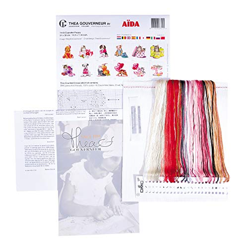 Image of Thea Gouverneur - Counted Cross Stitch Kit - Baking Puppy - Aida - 16 Count - Embroidery Kit for Adults - DMC Embroidery Threads and Other Cross Stitch Supplies Included - 741A