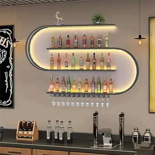 KEPMOGOH 4-stöckig Weinregal zur Wandmontage, Weinregal Wand aus Metall,...