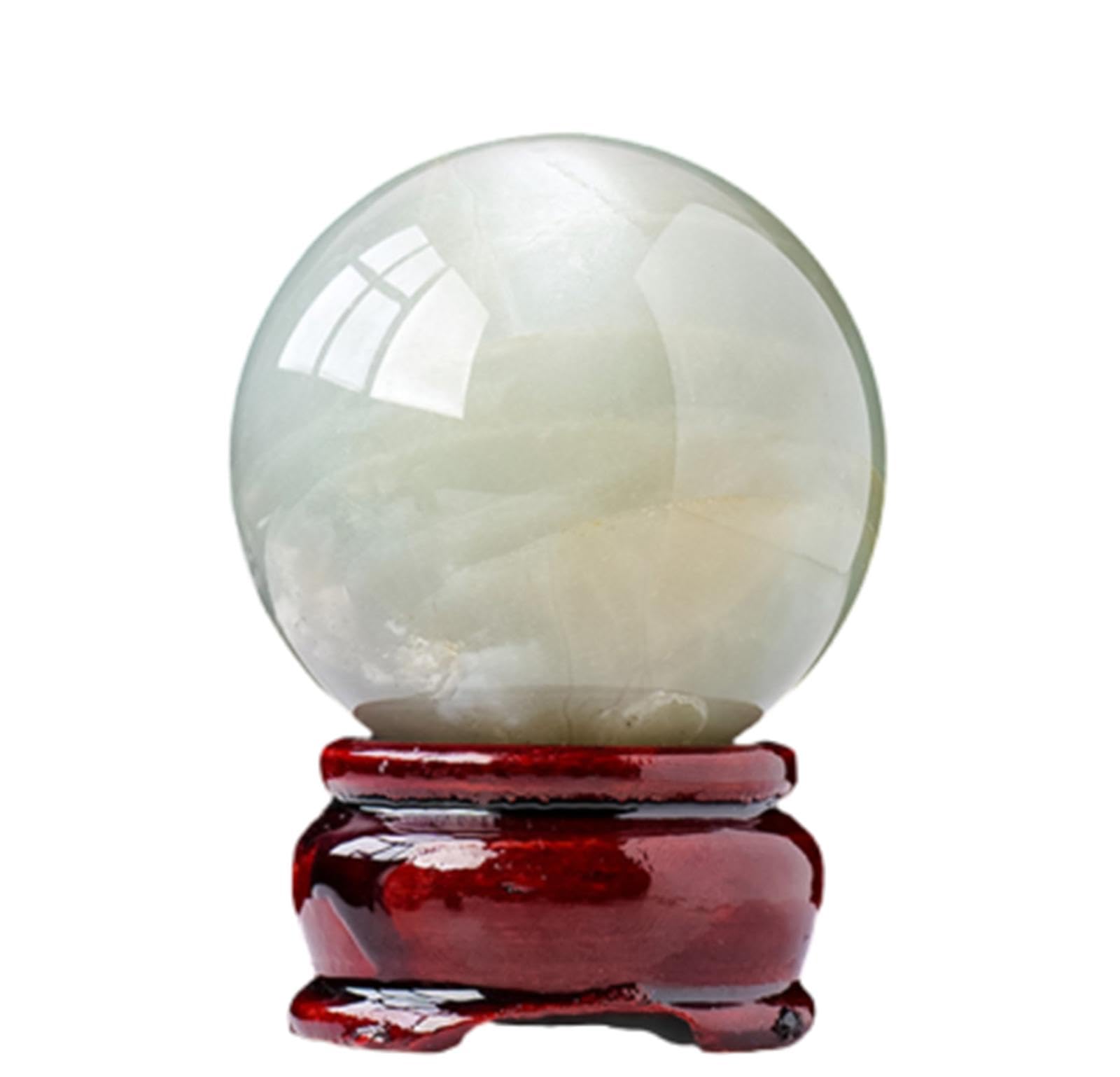 AARTERZZA Green Moonstone Crystal Ball Stone Polished Decorative Balls Divination Sphere Ornaments for Home Office Desk Decoration,35-40mm