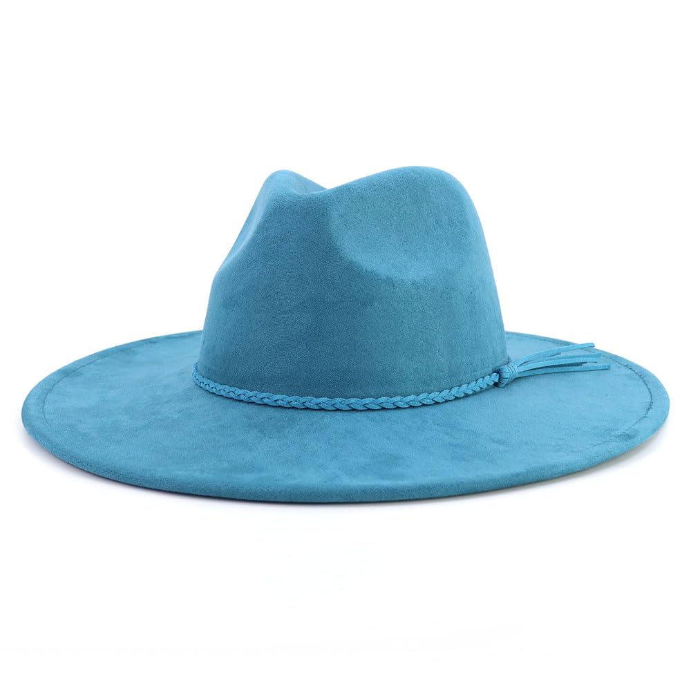 LIDHAY Big Wide Brim Fedora Hats for Women Men Western Suede Hat Large Felt Panama Hat Rancher Hat