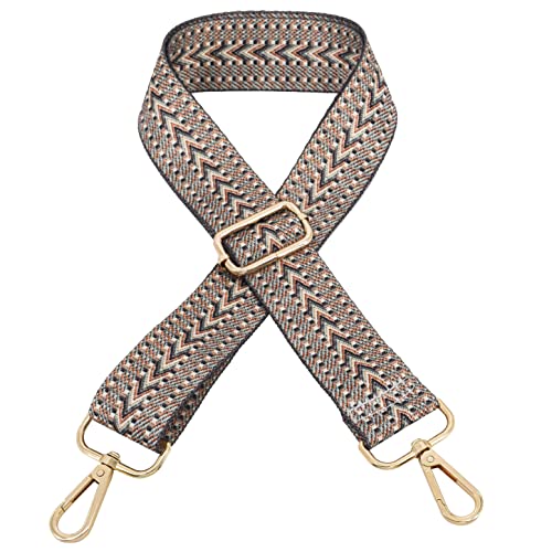 Image of Replacement Purse Strap Shoulder Strap Adjustable Crossbody Strap for Women Crossbody Wide Shoulder Bag, Khaki V2-gold Hardware, 28 inch to 50 inch