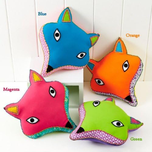 Feeling Foxy - Embroidered Hand Beaded Pillow - 11-in X 13-in (Magenta)