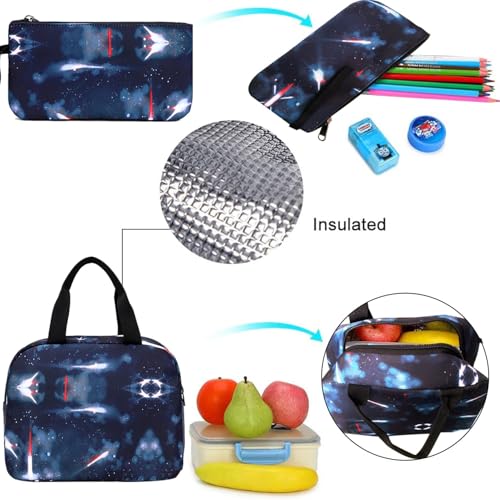 ياويلتي شنطة مدرسية للاولاد، مجموعة شنط مدرسية 3 في 1 مع شنطة غداء ومقلمة، هدية العودة الى المدرسة للاولاد (ازرق)