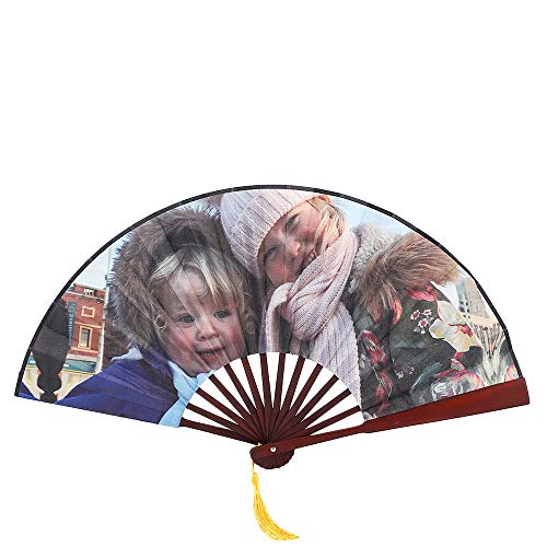 Ventilador Plegable Personalizado, Abanicos Plegables a Mano, Estilo Chino, Abanico de Fotos Personalizado con Marco de Bambú para Regalo de Boda, Favores para el Hogar, Decoración de Bricolaje Cover