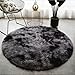 linyingdian Tapis Salon Shaggy Design Moderne Poils Longs Ronde, Interieur Anti Slip Décor Moderne Ultra Doux De Peluche De Pièce De Maison De Tapis De Pépinière De Carpettes (/Gris foncé, 120x120cm)