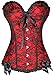 Produktbild KUOSE Damen Vollbrust Corsage Bauchweg Korsage Top Übergrößen Schwarz, Rot-1, EUR(34-36)M