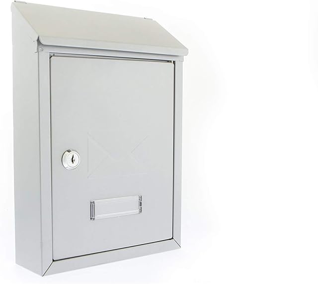 Sterling MB09S Burg Wächter Avon Rear Entry Wall Mounted Galvanised Steel Lockable Weatherproof Post Box - Silver - 21x30x7cm