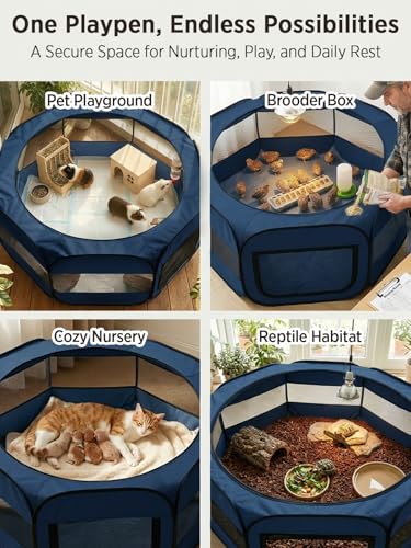 Image of UWE Extra Large Small Animal Playpen, Waterproof Foldable Pet Pen, Blue