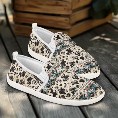 Howilath Western Aztec Print Mesh Sneakers Women Slip on Loafers Casual Breathable Shoes Walking Shoes4
