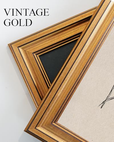 Image of VIYYIEA Vintage Gold Framed Wall Art for Living Room, Butterfly Canvas Prints Home Decor, Sketch Painting Picture, Bedroom Wall Decor Gifts for Friends or Family -【Dancing with Flowers】-(16L x 12W)