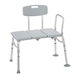 Drive Medical 12011KD-1 Tub Transfer Bench For Bathtub&comma; Height Adjustable Shower Bench with Backrest&comma; Shower Seat Shower Chair Bath Chair for Elderly&comma; Seniors&comma; Arm Support for Transfer&comma; 400 Weight Cap