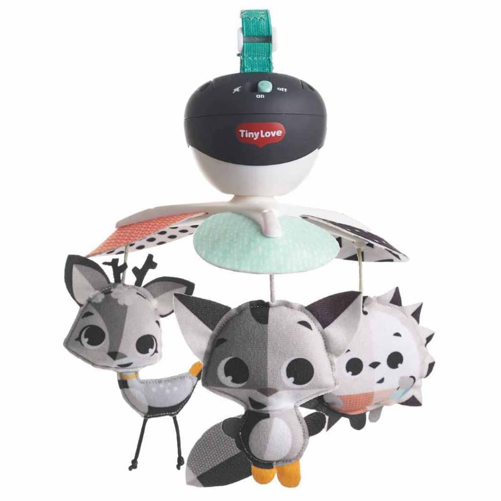 Tiny Love Take-Along-Mobile, Movil Cuna Bebe Musical 3 en 1, 0+ Meses, Movil Bebe Silla de Paseo, Móvil Musical Portátil, 3 Conectores, 5 Melodías, 30 Min de Música Continua, Magical Tales
