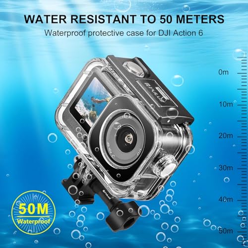 Image of Diving Case Compatible for DJI Osmo Action 6, 60m /196ft Underwater Waterproof Diving Shell with Invisible Adapter & Long Screw
