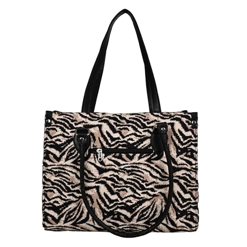 Image of ENSAC Cotton Tote Bag for Women, Stylish Handbag for women with Zip Closure | Fit for Office Bag, College, Travel Use | Handcrafted in India