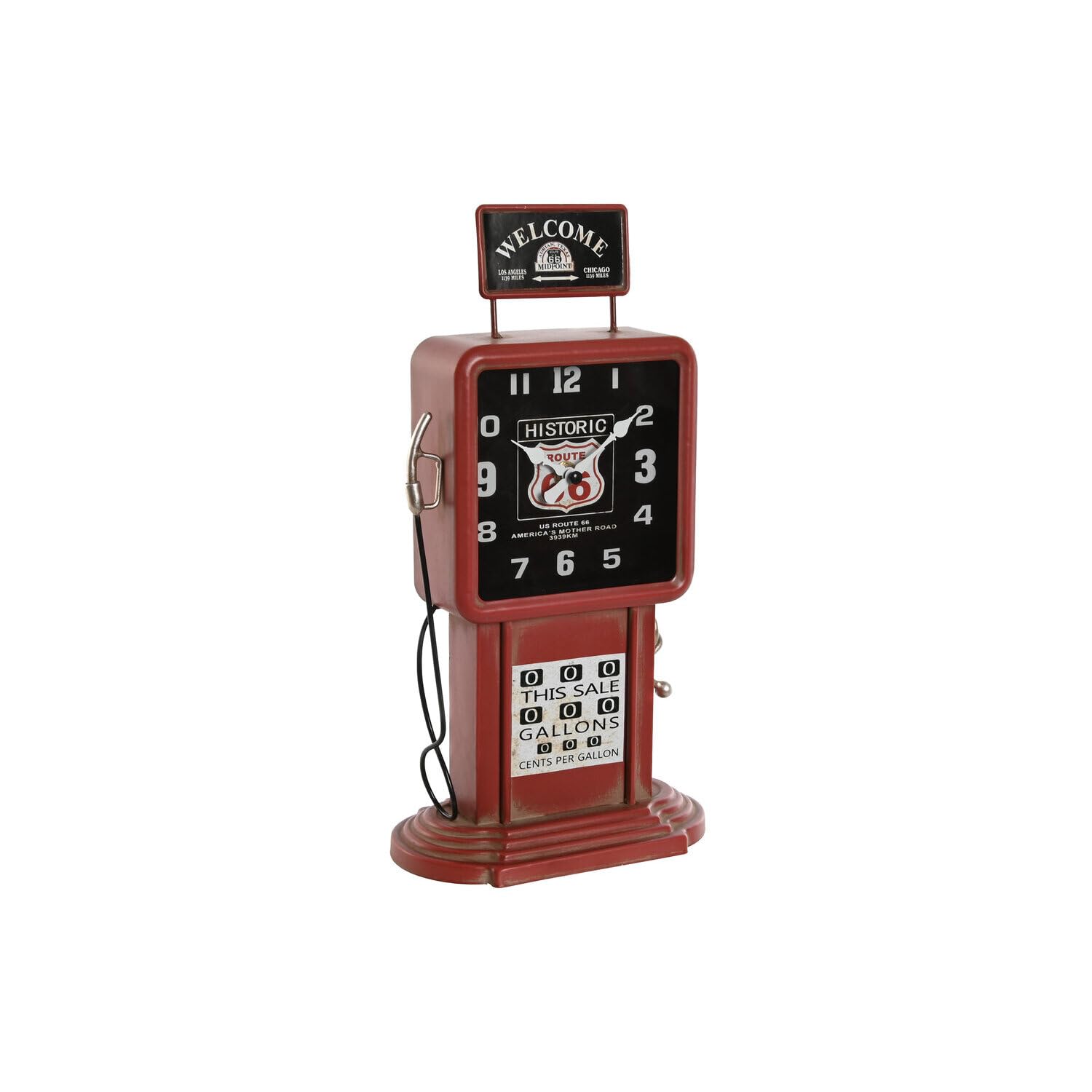 Horloge de table rouge en métal motif station service idée cadeau déco rétro originale
