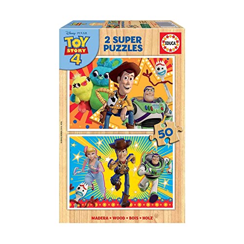 Educa Toy Story 4, 2 Puzzles Infantiles de Madera ecol&oacute;gica de 50 Piezas, a Partir de 4 a&ntilde;os,...
