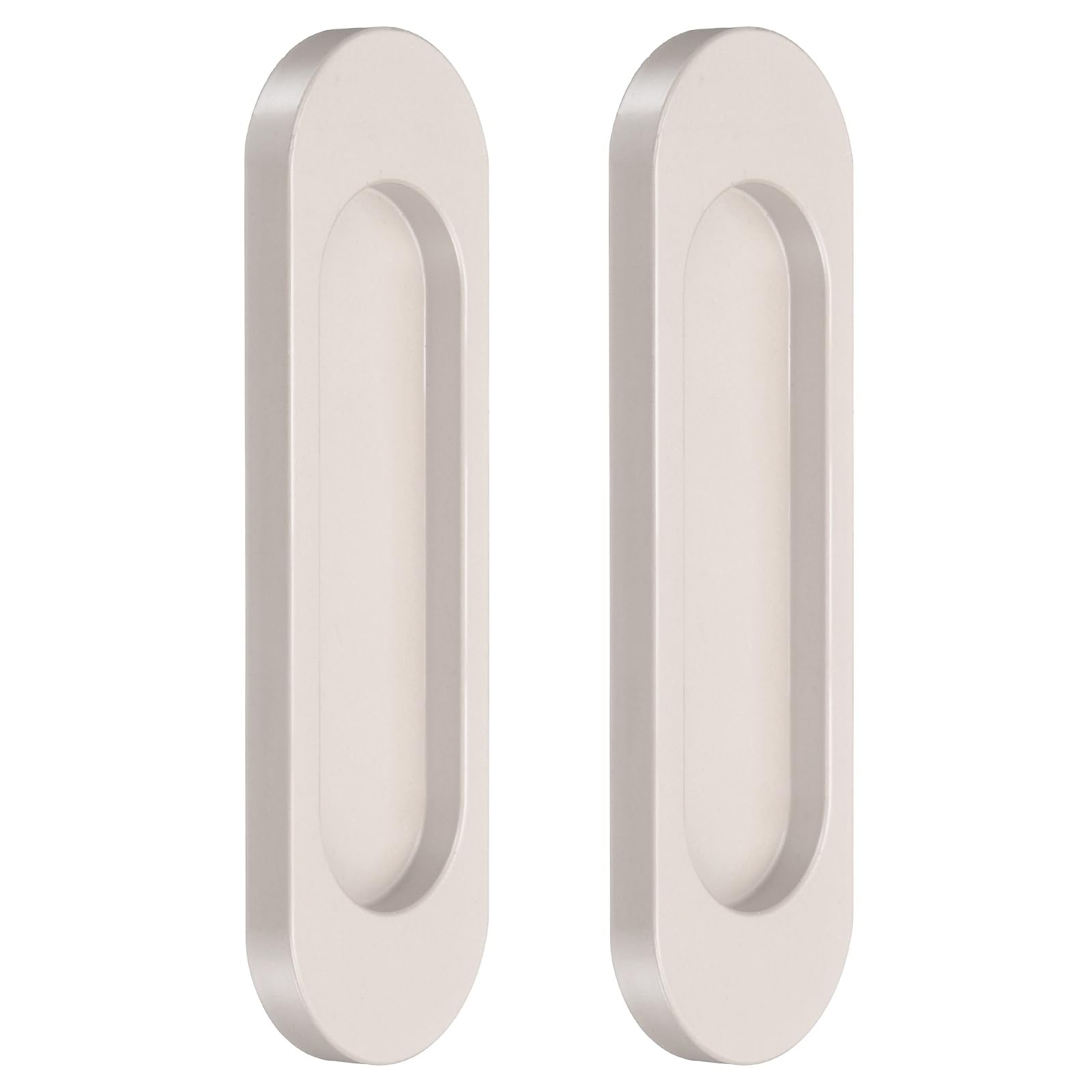 sourcing map 2Pcs Self-Stick Oval Sliding Door Pulls, 3.9" Aluminum Alloy Sliding Cupboard Door Handle Finger Push Pulls for Sliding Barn Door Windows Cabinets, Gray