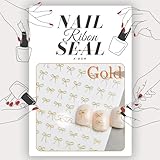 K-Bom ネイルシール リボン 張るだけ ネイルパーツ ネイルチップ ネイルアート ジェルネイルシール デコパーツ 蝶々 細リボン セルフネイル ハンドメイド スマホケース 貼るだけ シンプル (ゴールド) [並行輸入品]