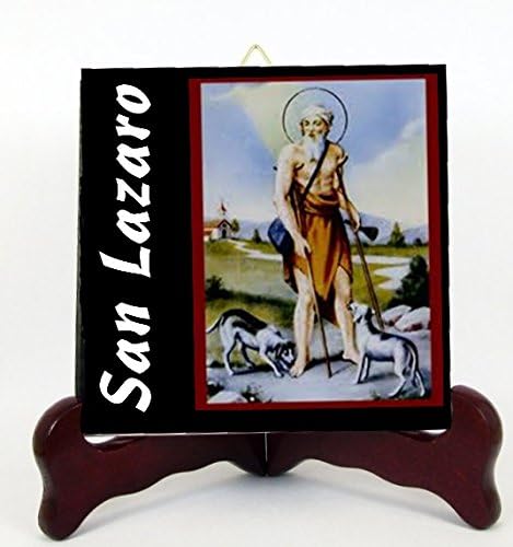 San Lázaro Viejo Lázaro Babalu Losa o Altar de Porcelana Hecha a Mano Incluye Caballete