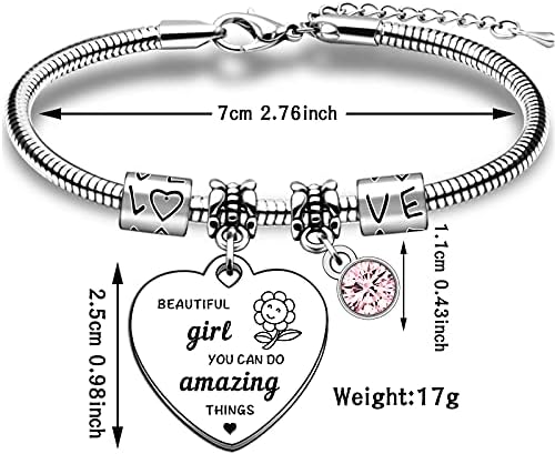 TTOVEN Women Girls Gift Beautiful Girl You Can Do Amazing Things Pendant Bracelet Inspirational Charm Bracelet for Families Friends