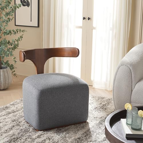 Sillón plegable gris con estructura de madera miniatura 2