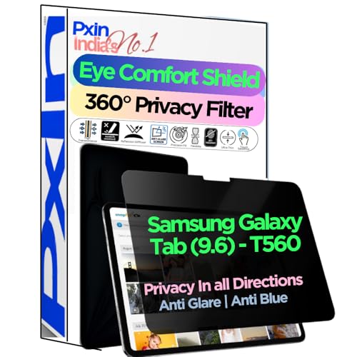 Image of PxIn Tablet Privacy Screen Guard compatible with Samsun Galaxy Tab (9.6) - T560 | No.1 | Anti Glare | Anti Blue Light | Anti UV | 4 Way Privacy Filter | 360 Privacy | Eye Protect